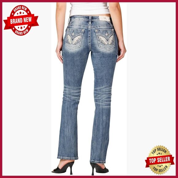 Denim - Mid-Rise Bootcut Jeans with Faux Flap Pockets, Stretch Denim, 32" Inseam